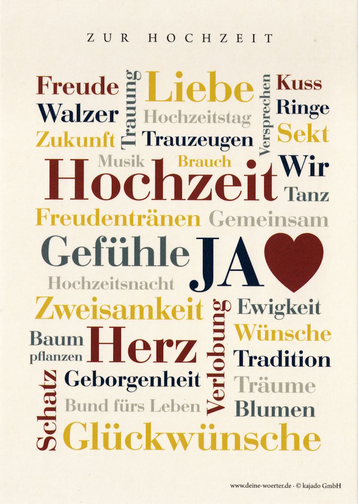 Postkarte "Hochzeit-Wörter"