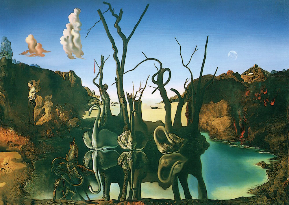Kunstkarte Salvador Dalí "Schwäne spiegeln Elefanten"