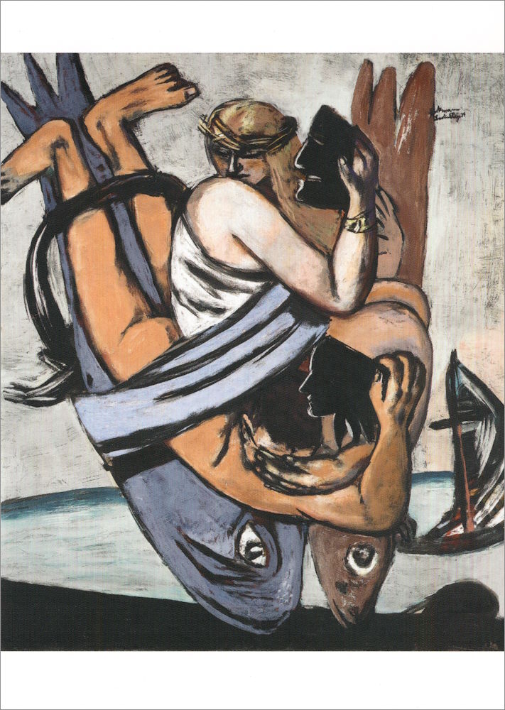 Kunstkarte Max Beckmann "Reise auf dem Fisch" Kunstkarte Max Beckmann "Reise auf dem Fisch"