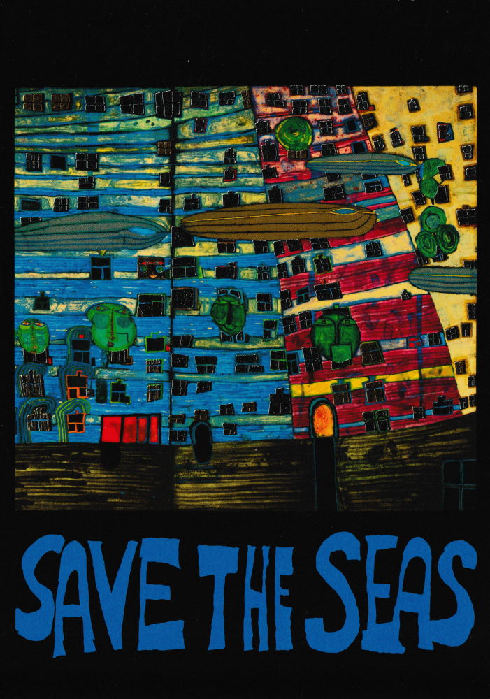 Kunstkarte Hundertwasser "SAVE THE SEAS"