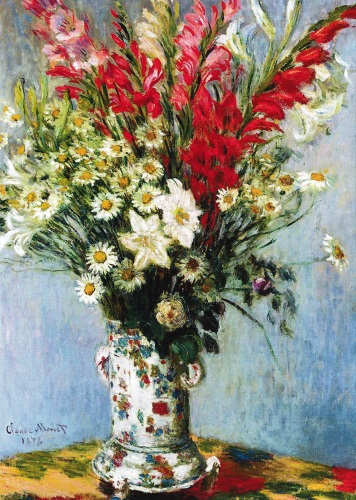 Kunstkarte Claude Monet "Vase mit Blumen"