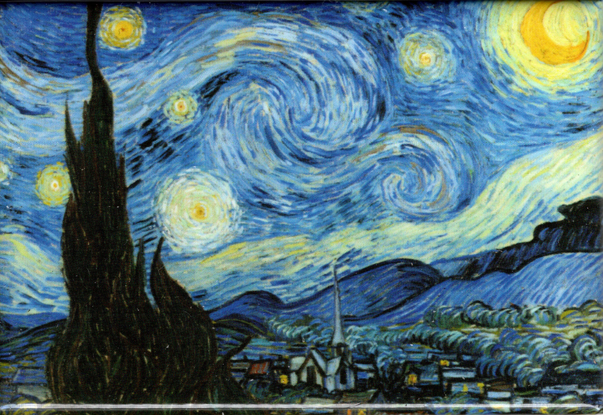 Kunstmagnet Vincent van Gogh: Die Sternennacht (Zypressen und Dorf)