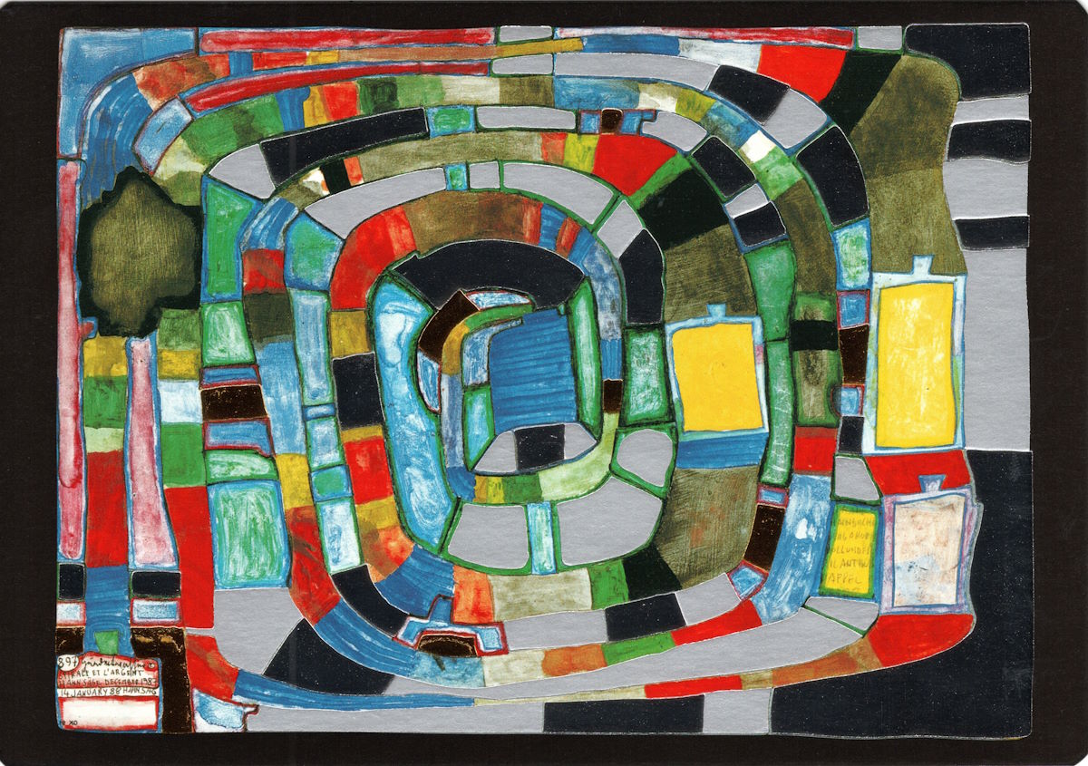 Kunstkarte Hundertwasser "Silver Spiral" Kunstkarte Hundertwasser "Silver Spiral"