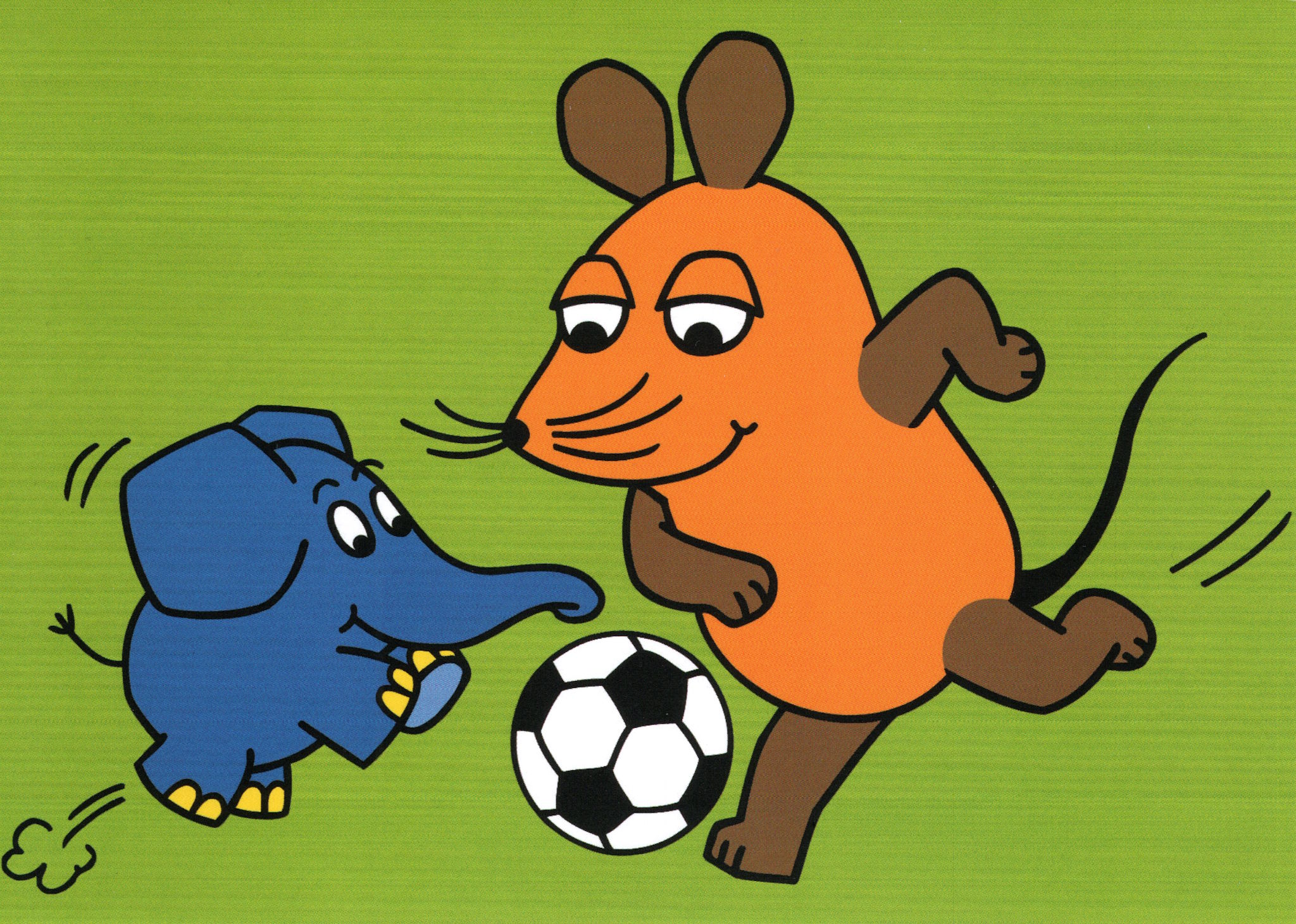 Postkarte "Sendung mit der Maus: Maus und Elefant spielen Fußball" Postkarte "Sendung mit der Maus: Maus und Elefant spielen Fußball"