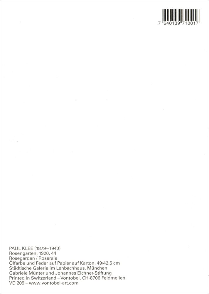 Kunstkarte Paul Klee "Rosengarten"