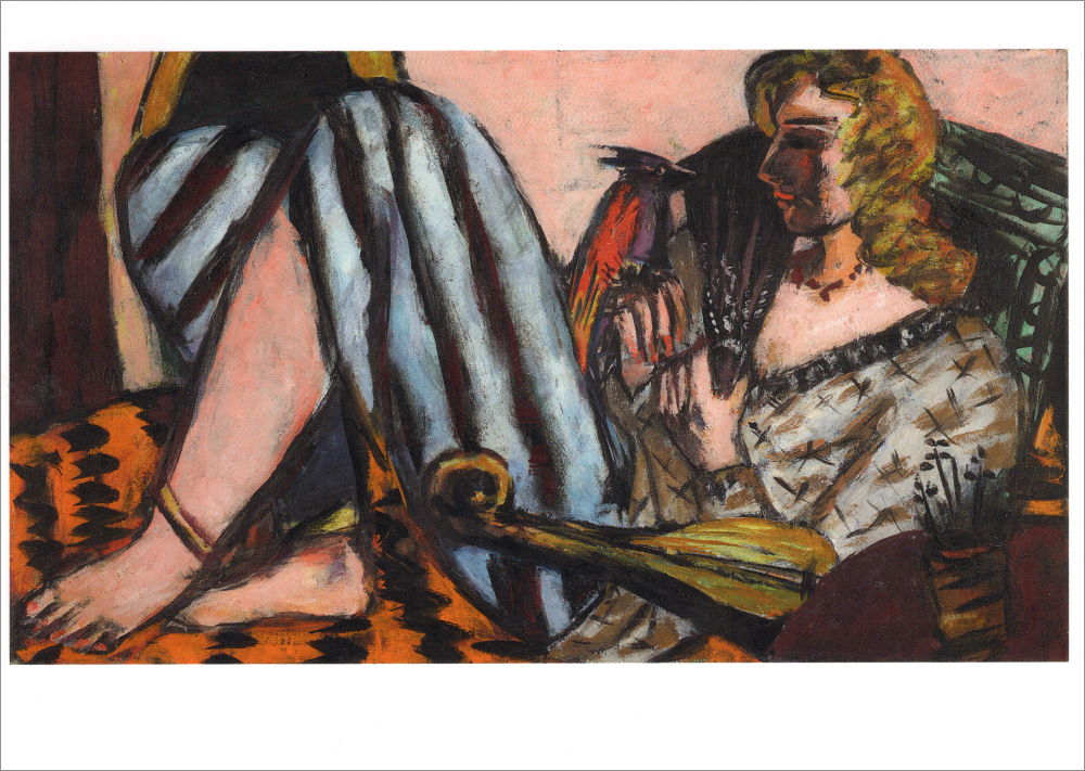 Kunstkarte Max Beckmann "Frau mit rotem Hahn"