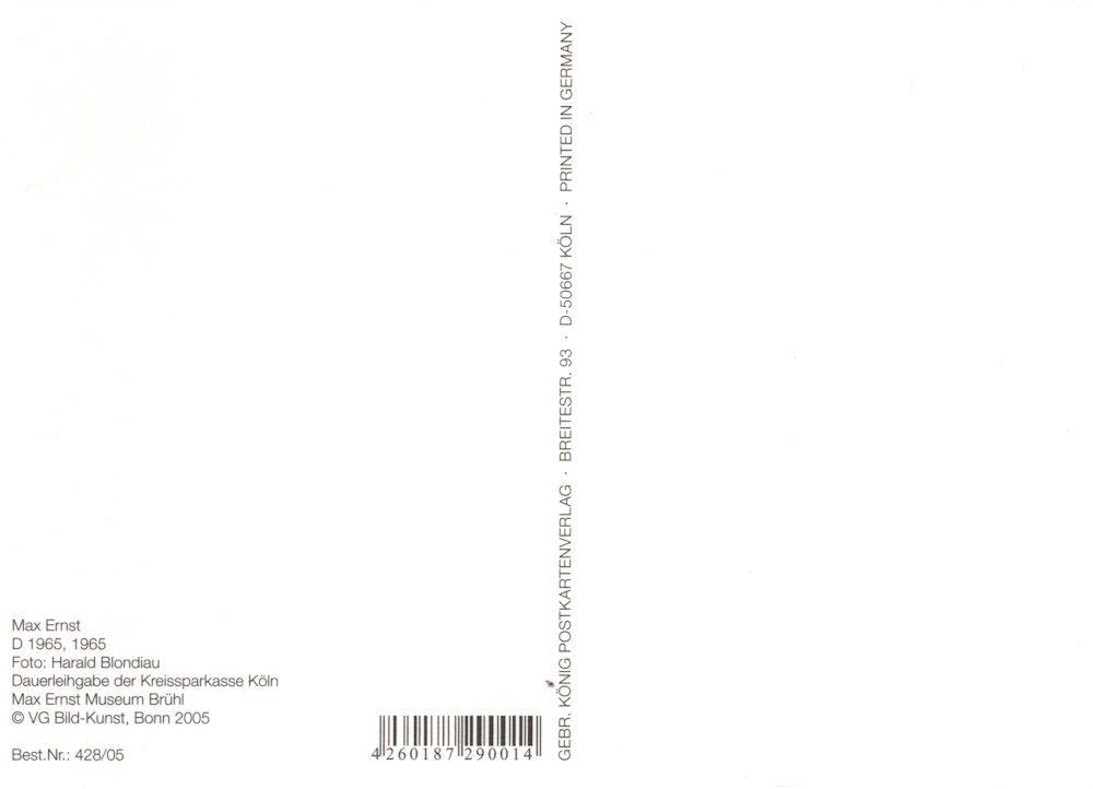 Kunstkarte Max Ernst "D 1965" (Rückseite)