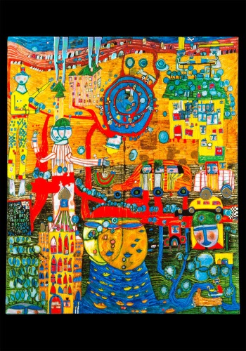 Kunstkarte Hundertwasser "Das 30 Tage Fax Bild"