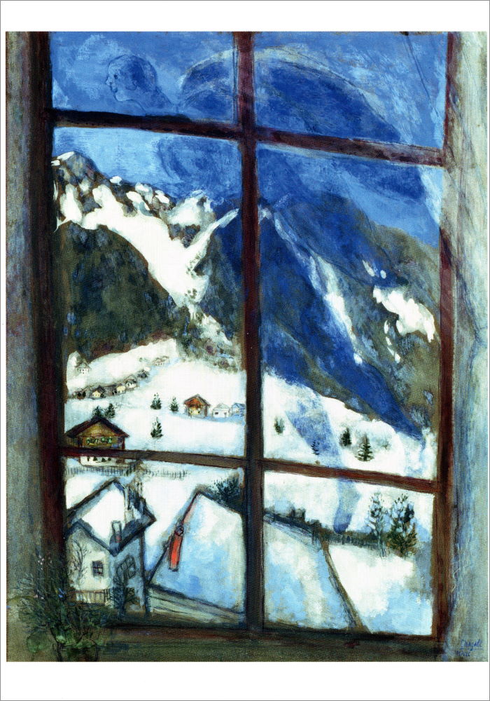 Kunstkarte Marc Chagall "Nachtstimmung / Winternacht / Engel über dem Dorf"