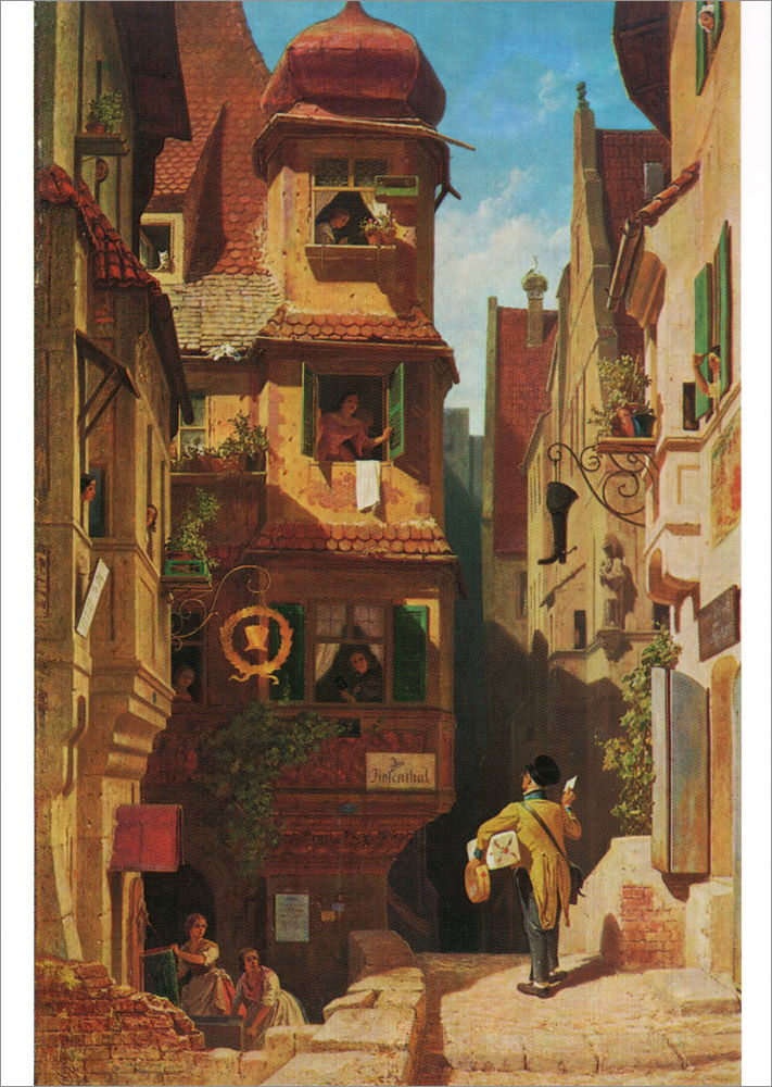 Kunstkarte Carl Spitzweg "Der Briefbote im Rosenthal" Kunstkarte Carl Spitzweg "Der Briefbote im Rosenthal"